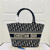 Dior Women's Bag Top version 【Version】New Presbyopic Vegetable Basket booktote Presbyopic Shopping Bag Small Tote Bag Shopping Basket Bag