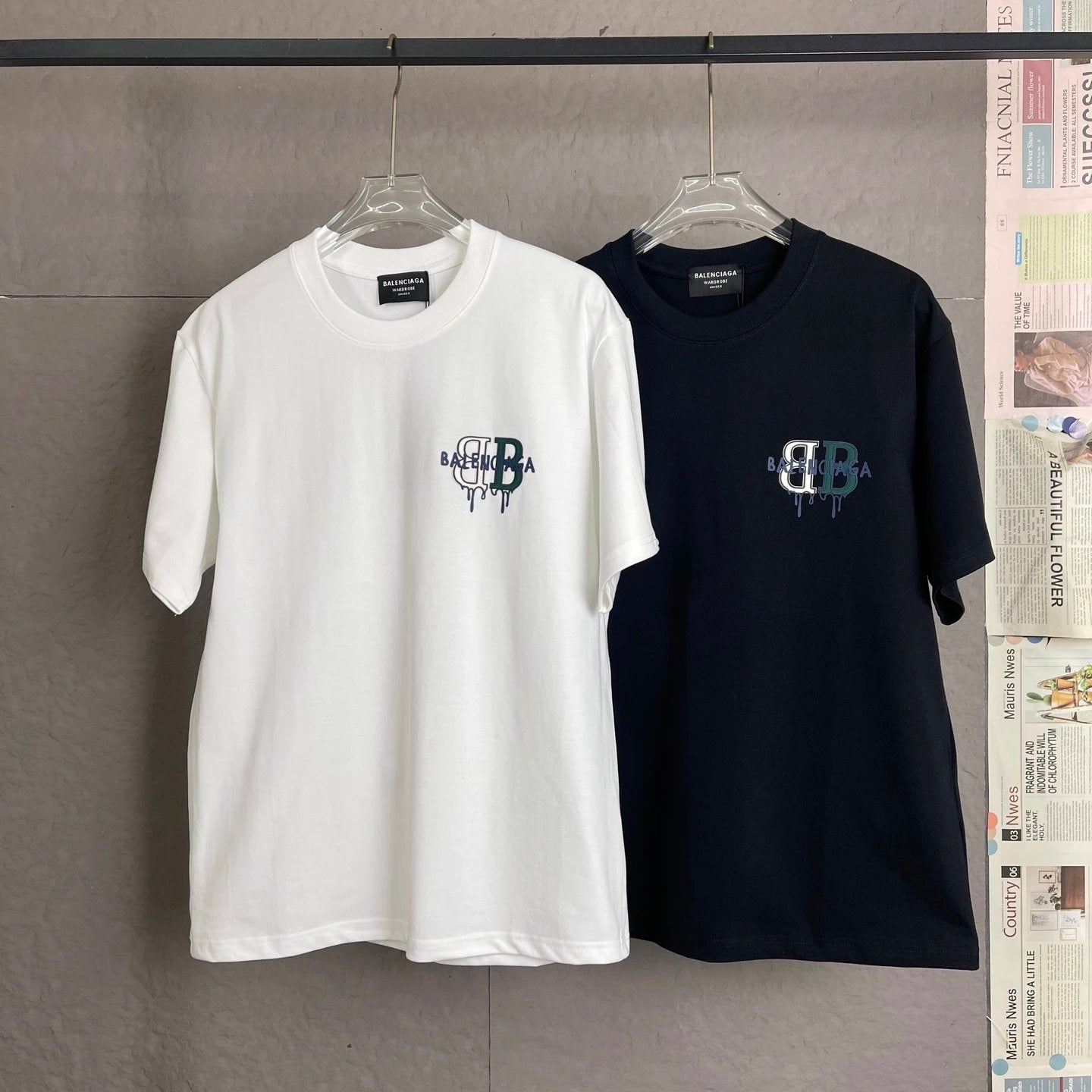 Balenciaga T-shirt Double Back BB 3D Adhesive logo round Neck Short Sleeve25ss New Pure Cotton Unisex Style T Casual T-Shirt Base Layer Shirt OS Loose Fit Half Sleeve Top Plus Size