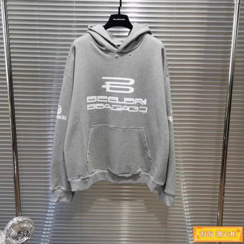 Balenciaga Hoodie New Cut Letter Printing logo Casual Hooded Sweater for Men and Women