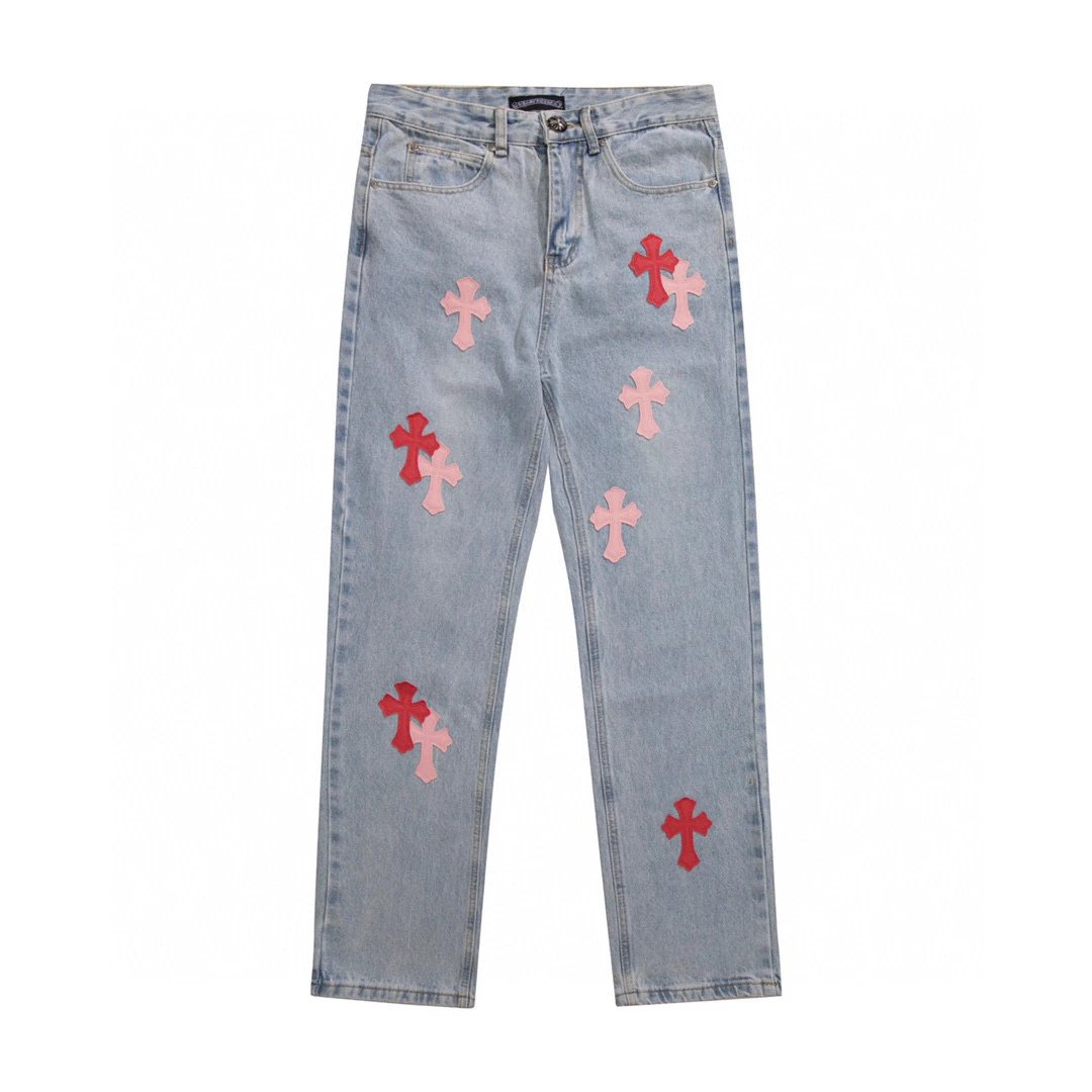 Chrome Hearts Jeans Top版本休闲牛仔贴标长裤男女同款牛仔裤子