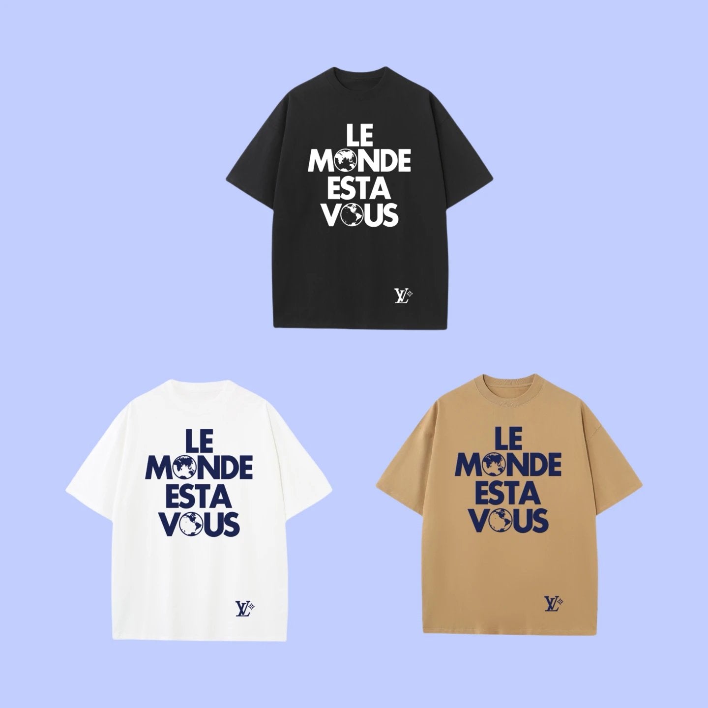 Louis Vuitton LV T-shirt Chest Earth Slogan Print logo round Neck Short Sleeve25ss New pure cotton T Unisex T-Shirt OS Loose Fit Base Shirt Top Half Sleeve T-Shirt