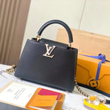 Louis Vuitton LV Women's Bag Top version 【Real Original Version Hardware】M23330M23331M23332Mini Black Corolla CapucinesFlowerCrown Handbag Is Full Grain Taurillon Leather Embellishment Monog Leather Bag mini Handbag