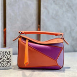 LOEWE Women's Bag Top version 【Level Surrogate Shopping】puzzle Geometric Bag Women's Bag mini18cm Mini Geometric Bag Crossbody Bag Small Size24cm Medium29cm Splicing Box Bag loewe Classic Geometric Crossbody Bag