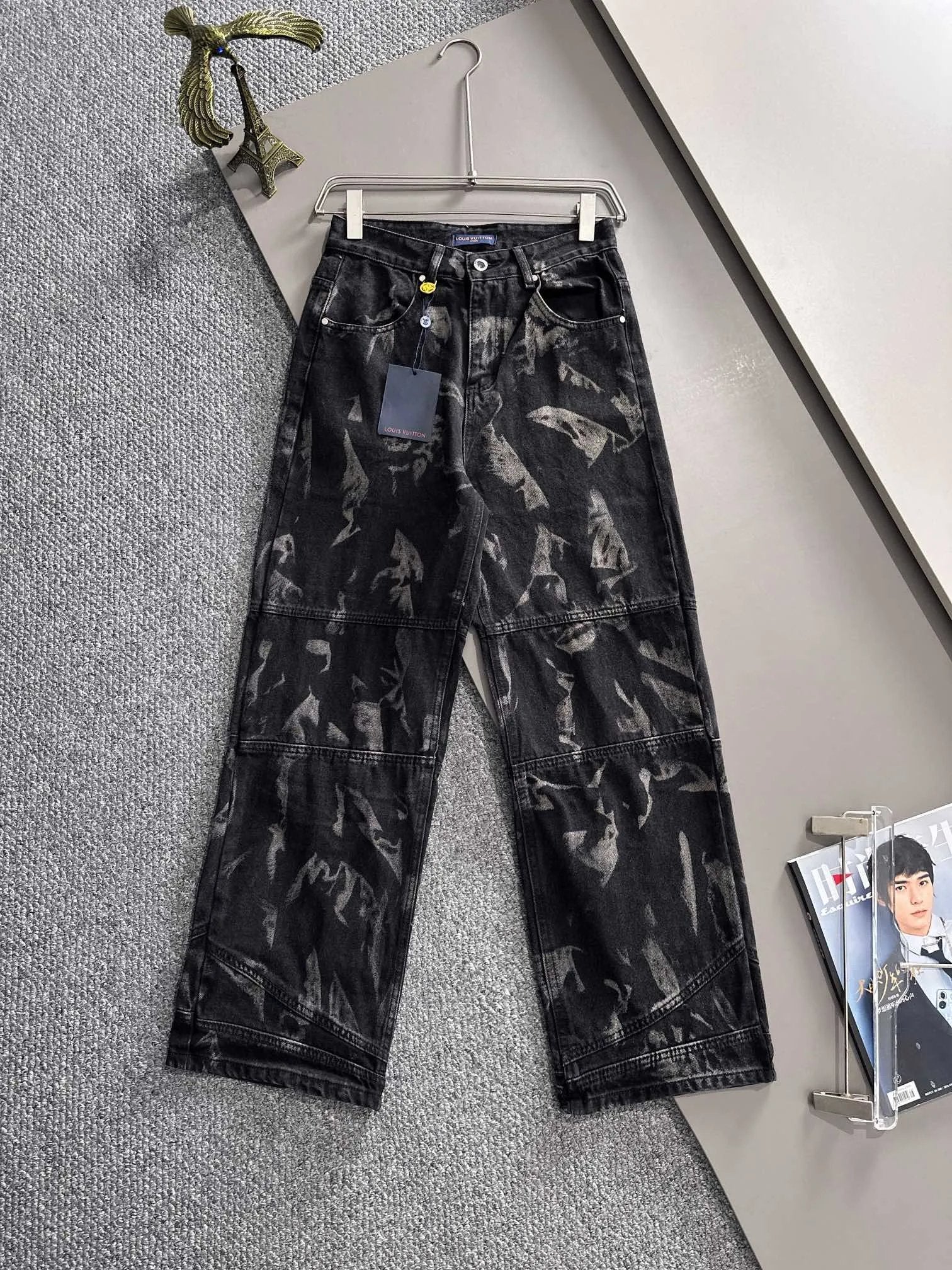 Louis Vuitton LV Jeans 25ss Spring Summer New Straight Leg Jeans Waist Adjustable Unisex Loose Fit Long Pants