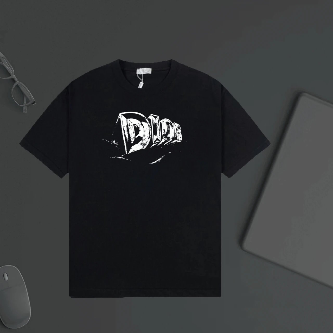 Dior T-shirt Front Chest 3D Black and White Letter Print logo round Neck Short Sleeve25ss New Pure Cotton Unisex Style T T-shirt OS Loose Fit Base Shirt Top Half Sleeve T-Shirt