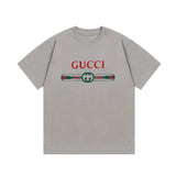 Gucci T-shirt Color-Block Belt with Letter Print logo round Neck Short Sleeve25ss New pure cotton T Unisex T-Shirt OS Loose Fit Base Shirt Top Half Sleeve T-Shirt