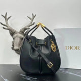 Dior Women's Bag Top version 【Grade Surrogate Shopping Original Factory】24Autumn and Winter New Presbyopic Blue Embroidery Nolita Series Medium Basket Bag Single Shoulder Crossbody Women's Bag