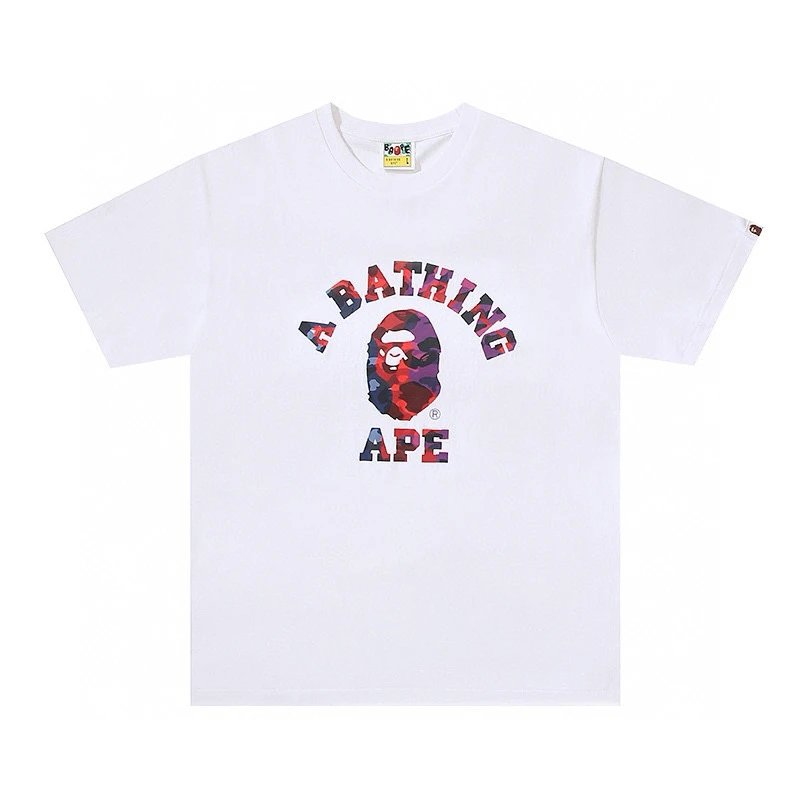 Bape T-shirt Top Version Counter Same Style Cotton Short Sleeve T T-shirt Men's and Women's Loose Summer Base Casual Half Sleeve