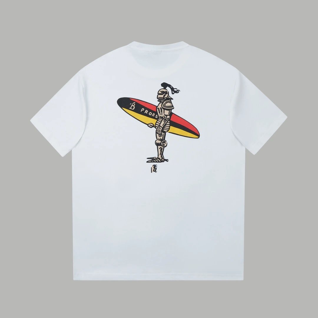 Burberry T-shirt Back Surf Rider Print logo round Neck Short Sleeve25ss New Pure Cotton Unisex Style T T-shirt OS Loose Fit Base Shirt Half Sleeve T-Shirt Top Half Sleeve