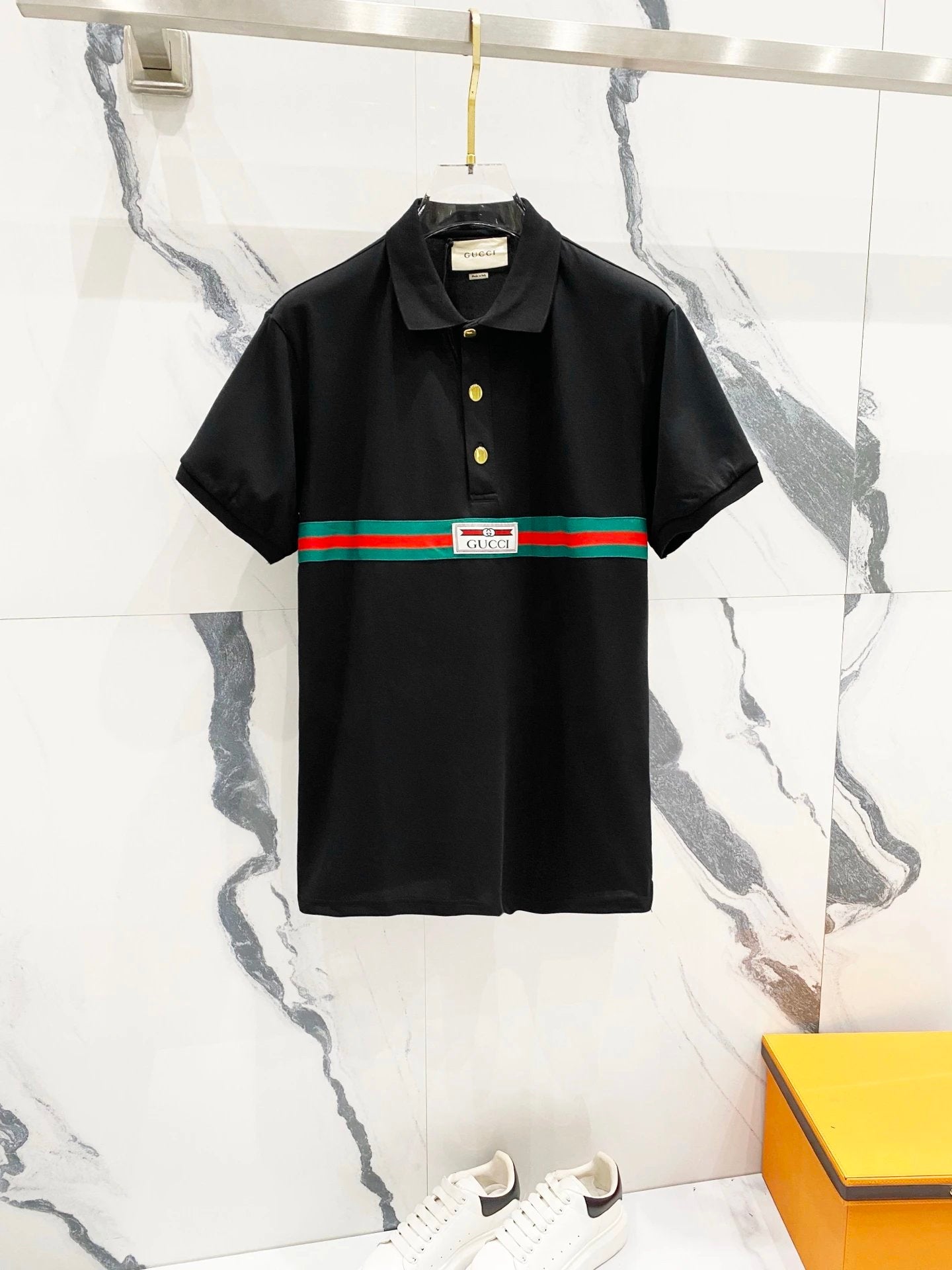 Gucci T-shirt Red and Green Waist Belt Letters on the Chest logo Label POLO Shirt Lapel Short Sleeve25ss New Unisex Style OS Loose T Summer Half Sleeve Business Shirt Plus Size T-Shirt