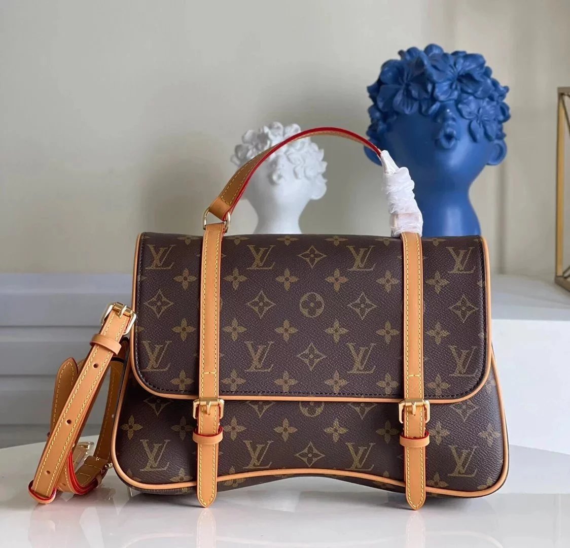 Louis Vuitton LV Backpack Top version 【Original Leather】M51158Classic Mid-Ancient Collection Genuine Backpack Marel Mid-Ancient Style levintage Transformer Shoulder Crossbody Handbag