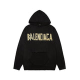 Balenciaga Hoodie Masking Yellow Tape logoG Hooded Sweatshirt Jacket for Men and Women, Sports Casual Style OS Loose fit versatile style