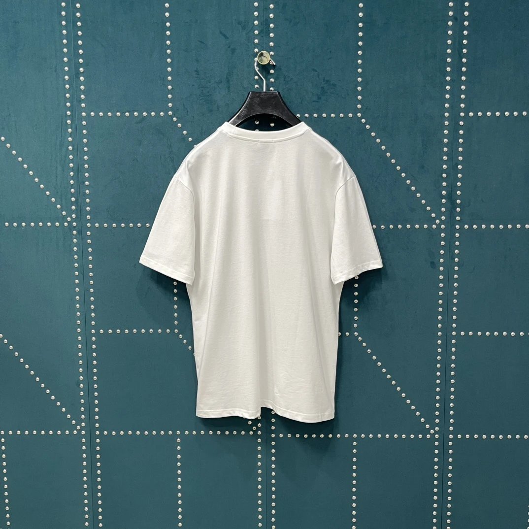 Celine T-shirt Front Chest Letter Patch Rivet logo round Neck Short Sleeve25ss New pure cotton T Unisex T-Shirt OS Drop Shoulder Loose Fit Base Shirt Top T-Shirt Short Sleeve