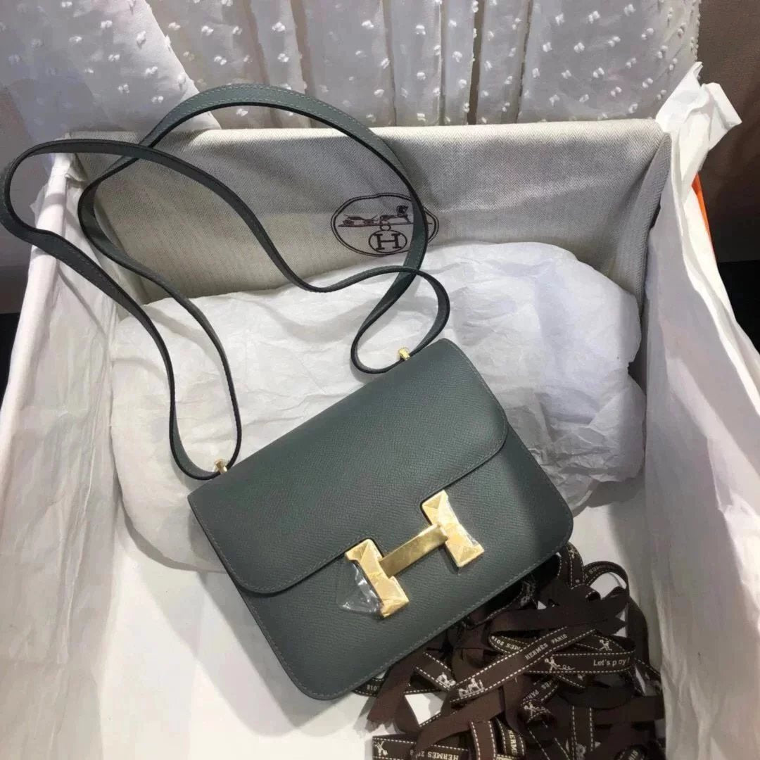 Hermes women's bag Top version 【H Handmade Custom】Stewardess Bag Constance Bag constance Silver Buckle Gold Buckle EP Women's Leather Crossbody Shoulder Bag2424