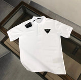 PRADA T-shirt Chest Triangle Mark Letters logo Embroidery POLO Shirt Lapel Short Sleeve25ss New Unisex Summer Short Sleeve OS Loose T Business Half Sleeve Shirt Plus Size T-Shirt