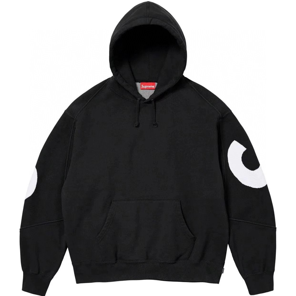 Supreme Hoodie Top Version behind Patchwork Knitting Big Letter Hoodie Velvet Padded Hooded Sweatshirt Men and Women Fashion