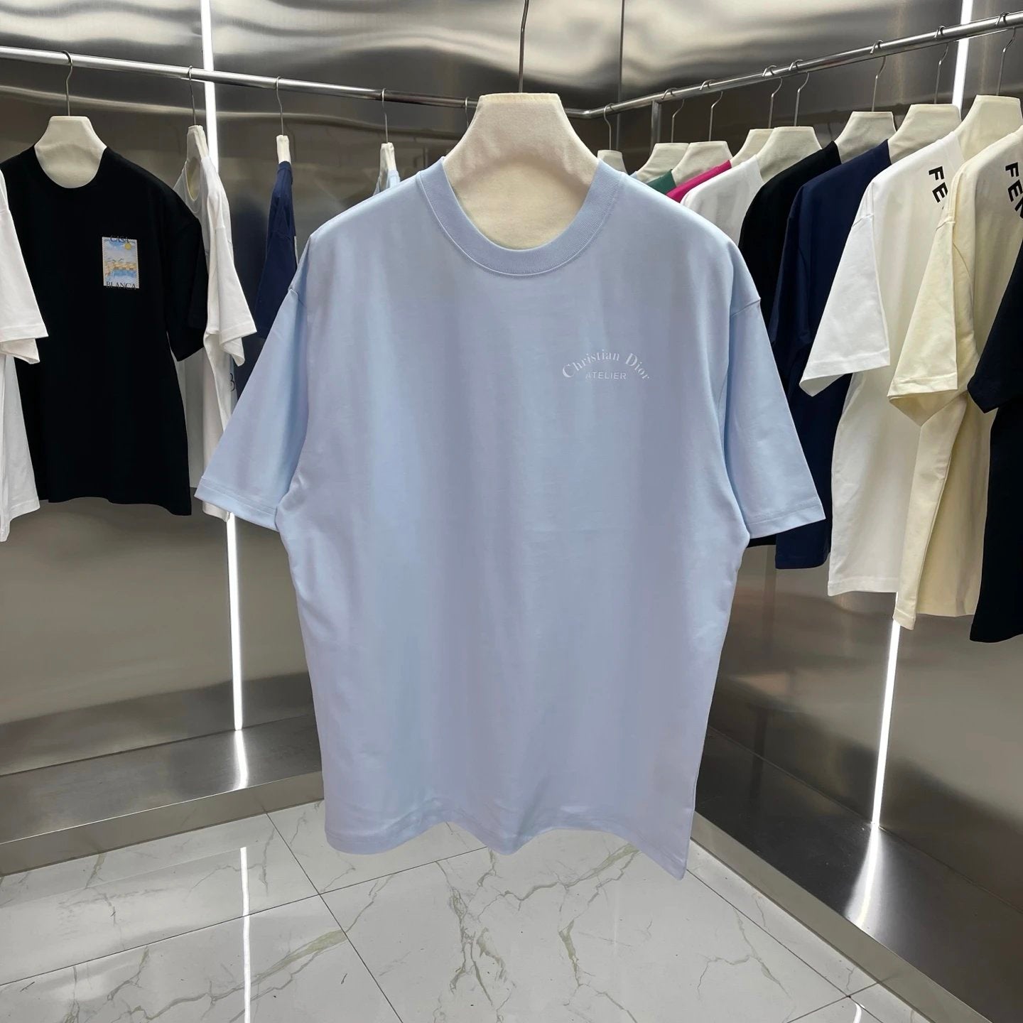Dior T-shirt Backside Letter Print logo round Neck Short Sleeve25ss New pure cotton T Unisex T-Shirt OS Drop Shoulder Loose Fit Base Shirt Top T-Shirt Short Sleeve