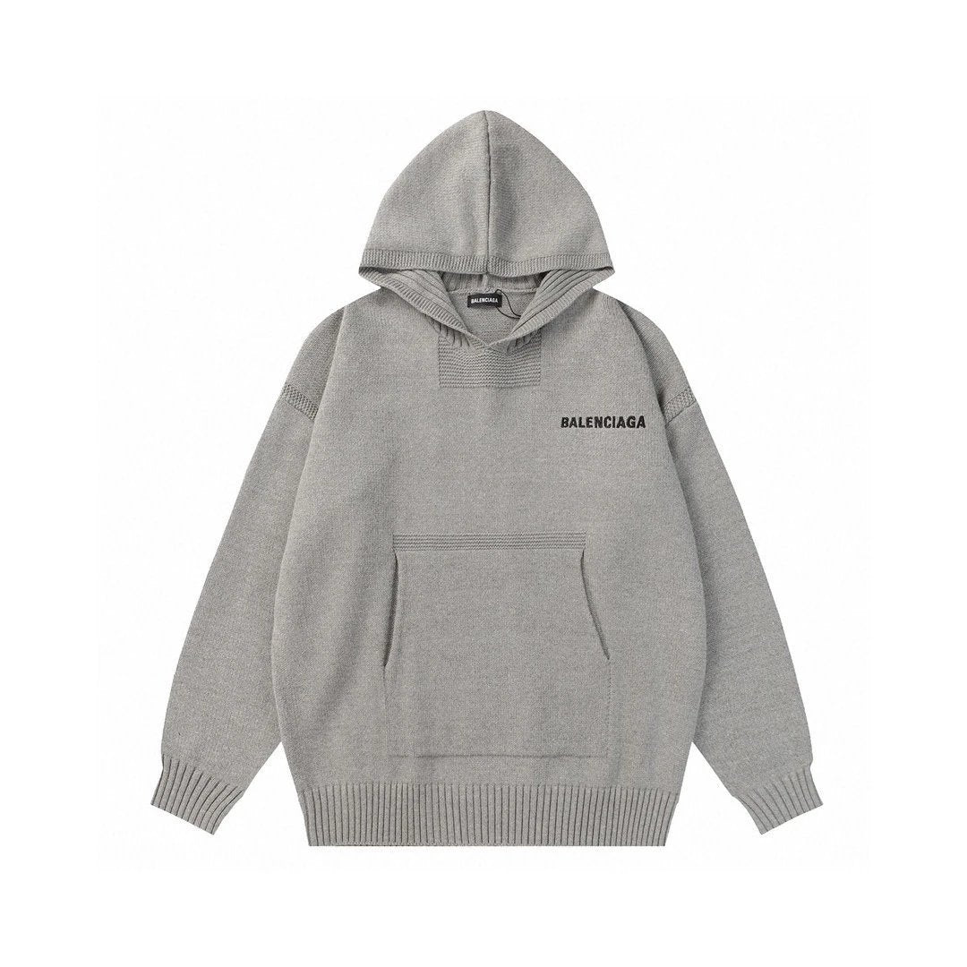Balenciaga Sweater Embroidery Logo Leather Patch Embroidery Craft Hoodie M Sweater Hoodie Jacket Top Unisex Sports Casual Loose Fit Versatile