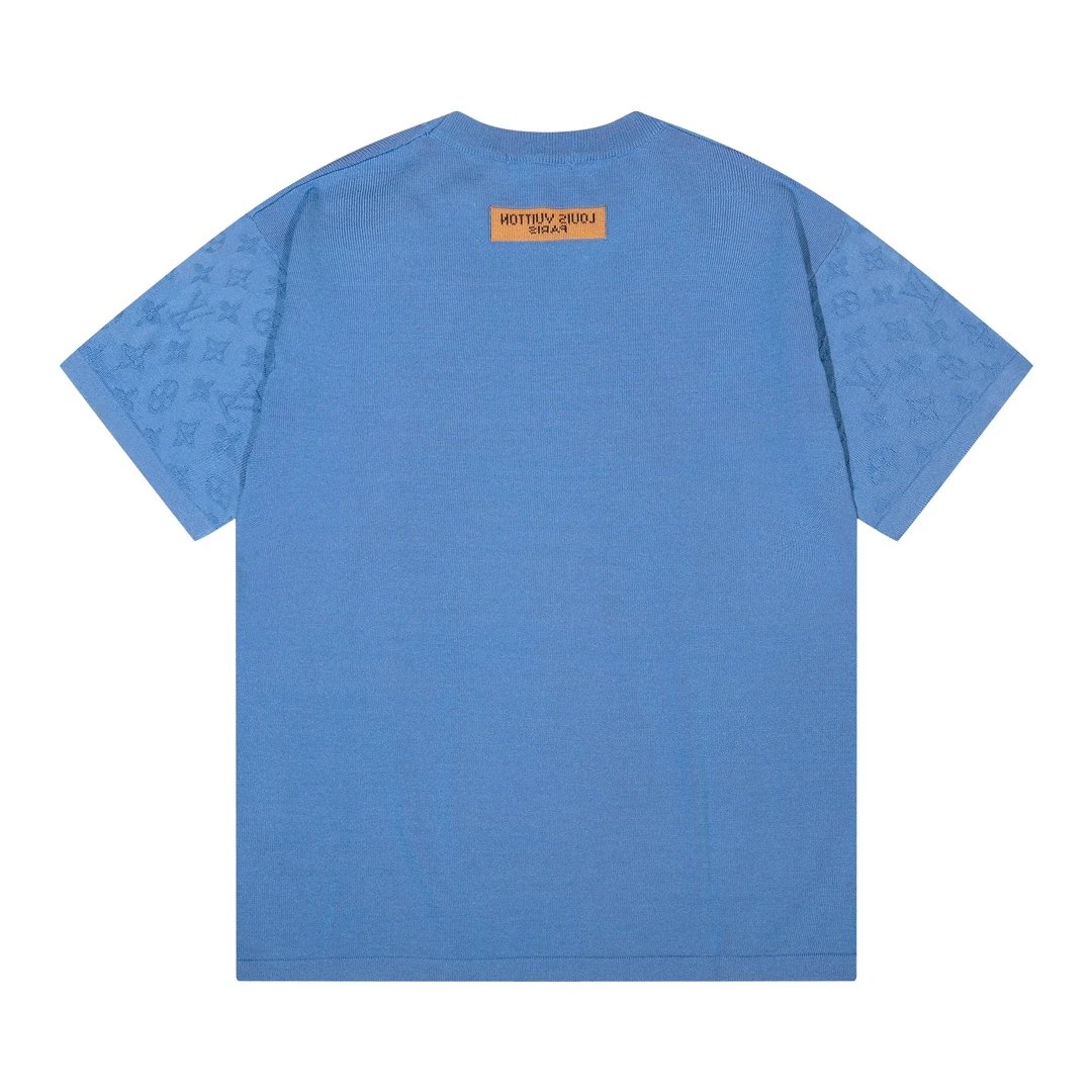 Louis Vuitton LV T-shirt Double-Sleeve Jacquard Knit logo round Neck Short Sleeve25ss New pure cotton T Unisex T-Shirt OS Loose Fit Base Shirt Top Half Sleeve T-Shirt