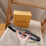 Louis Vuitton LV Belt Top version 【Counter Quality】Belt New Belt2.0cm Women's Belt Metal Buckle Women's Leather Belt with Classic Presbyopic Chessboard Grid Belt with Genuine Goods Packaging No Problem in and out of the Counter Versatile Casual Fashion Fo