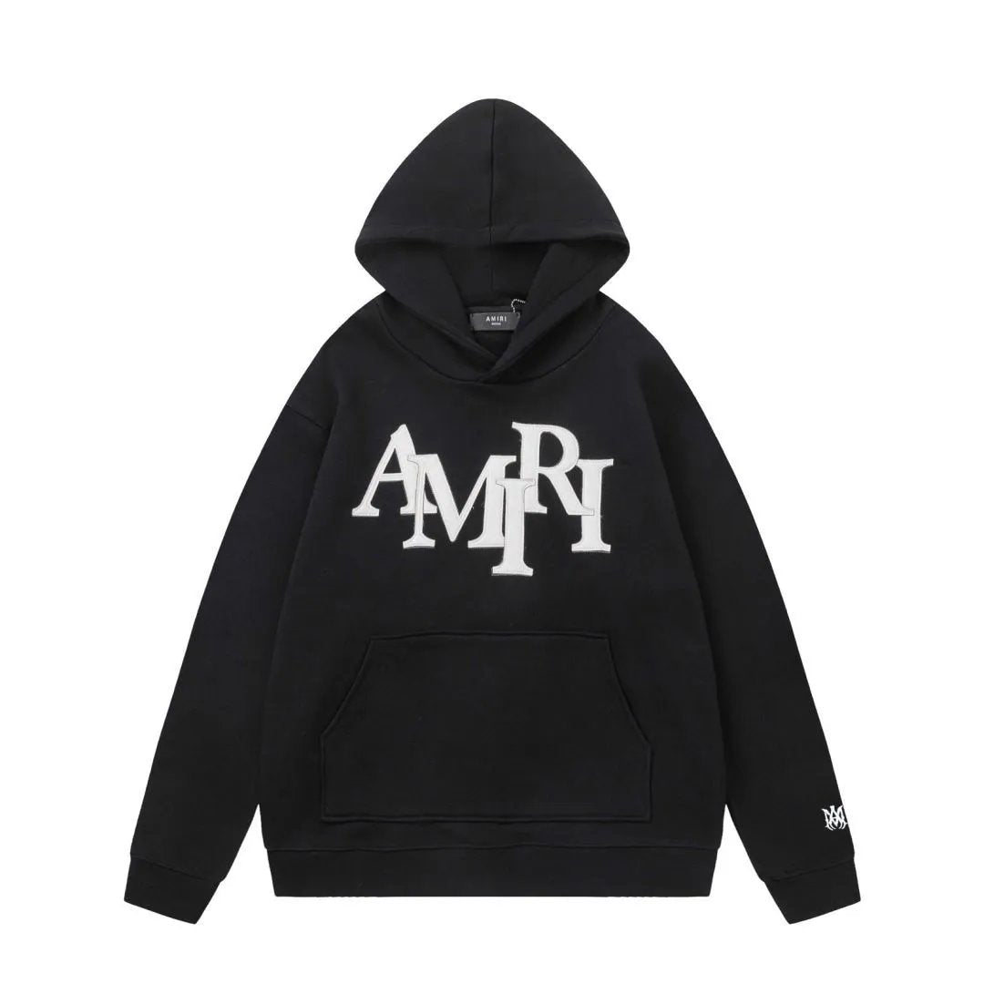 Amiri Hoodie 2024Autumn and Winter New Paste Cloth Embroidery Letter Pattern Hooded Sweater for Men and Women