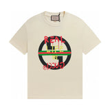 Gucci T-shirt Circular Letter Print on the Chest logo round Neck Short Sleeve25ss New pure cotton T Unisex T-Shirt OS Loose Fit Base Shirt Top Half Sleeve T-Shirt