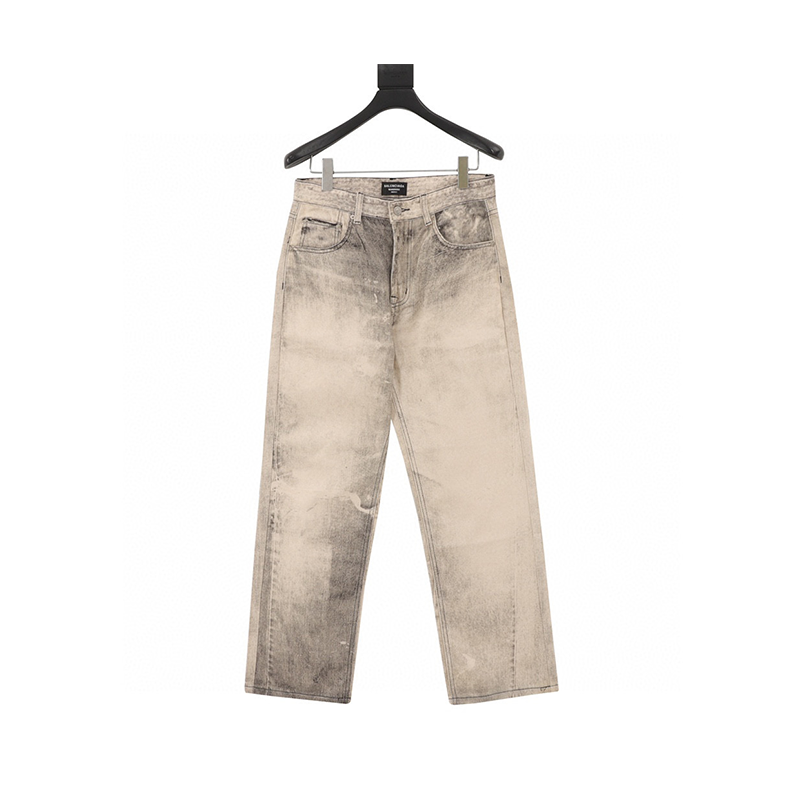 Balenciaga Jeans Washed Loose Wide Leg Jeans for Men and Women