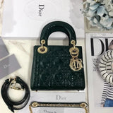 Dior Women's Bag Top version Version2023New ladymini Bag Diana Bag Three-Grid Classic Patent Leather Chain Shoulder Messenger Handbag Women's Bag