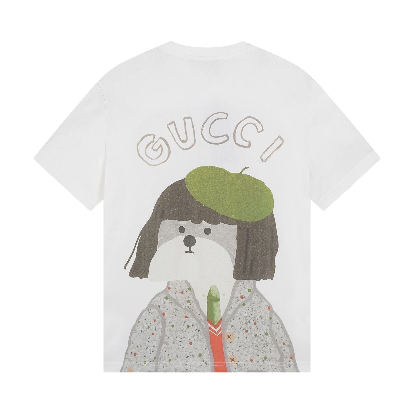 Gucci T-shirt Back Tie Dog Print logo round Neck Short Sleeve25ss New Pure Cotton Unisex Style T T-shirt OS Loose Fit Base Shirt Half Sleeve T-Shirt Top Half Sleeve