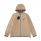 Louis Vuitton LV Jackets Dog Series Damierargyle Diamond Plaid Pattern Reversible Lamb Wool Trench Coat Cotton Jacket Unisex Winter Warm Sports Casual Loose Fit Versatile Coat