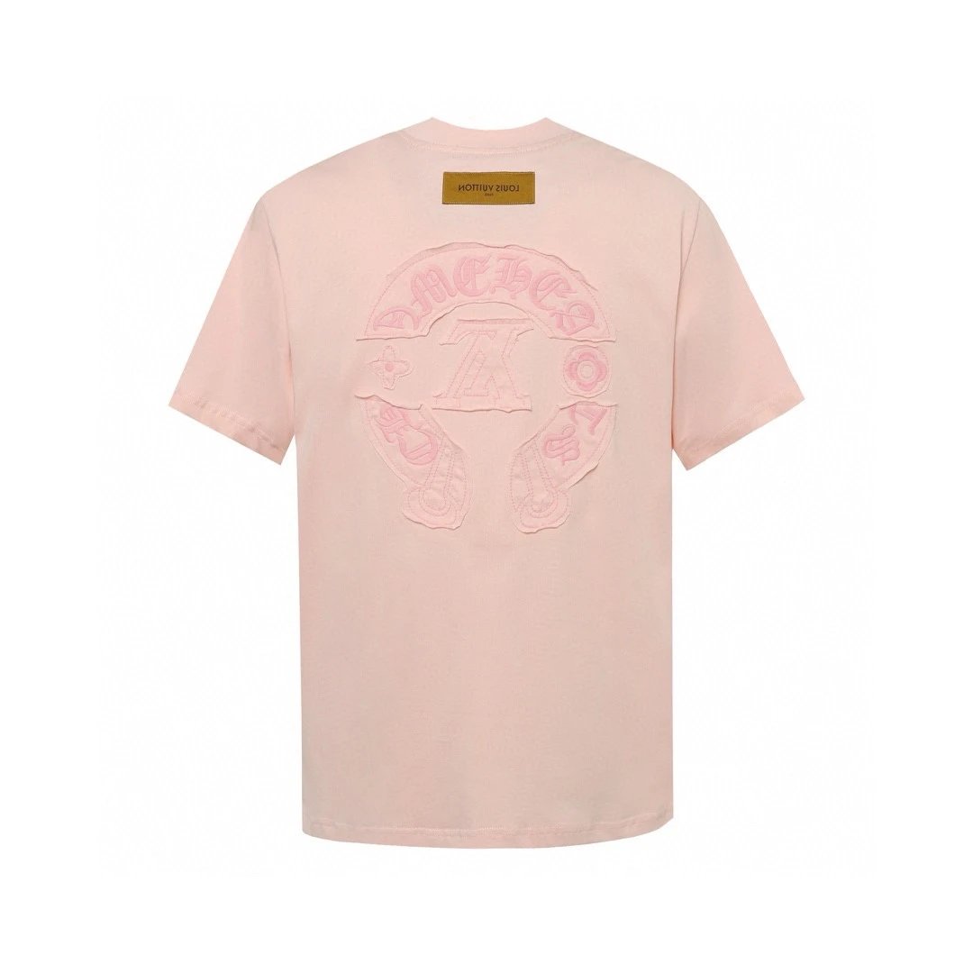 Louis Vuitton LV T-shirt Front patch with Sanskrit text on the back logo round Neck Short Sleeve25ss New Pure Cotton Unisex Style T T-shirt OS Loose Fit Base Shirt Short Sleeve T-Shirt Top