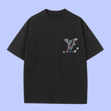 Louis Vuitton LV T-shirt Back Graffiti Sunflower Print logo round Neck Short Sleeve25ss New Pure Cotton Unisex Style T T-shirt OS Loose Fit Base Shirt Half Sleeve T-Shirt Top Half Sleeve