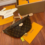 Louis Vuitton LV Men's Bag Top version Original Leather Classic BUMBAG Presbyopic Waist Bag Chest Bag Shoulder Crossbody Unisex Handbag M43644Presbyopic M46035Black Flower M46036Black Leather M46108Gray Leather