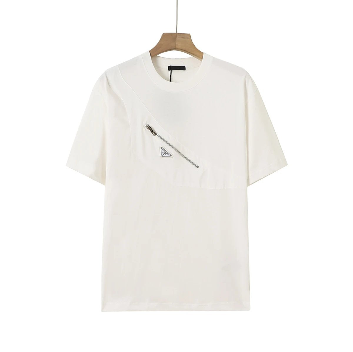 PRADA T-shirt Crossbody Bag with Chest Zipper logo round Neck Short Sleeve25ss New Pure Cotton Unisex Style T T-shirt OS Loose Fit Base Shirt Half Sleeve T-Shirt Top Half Sleeve