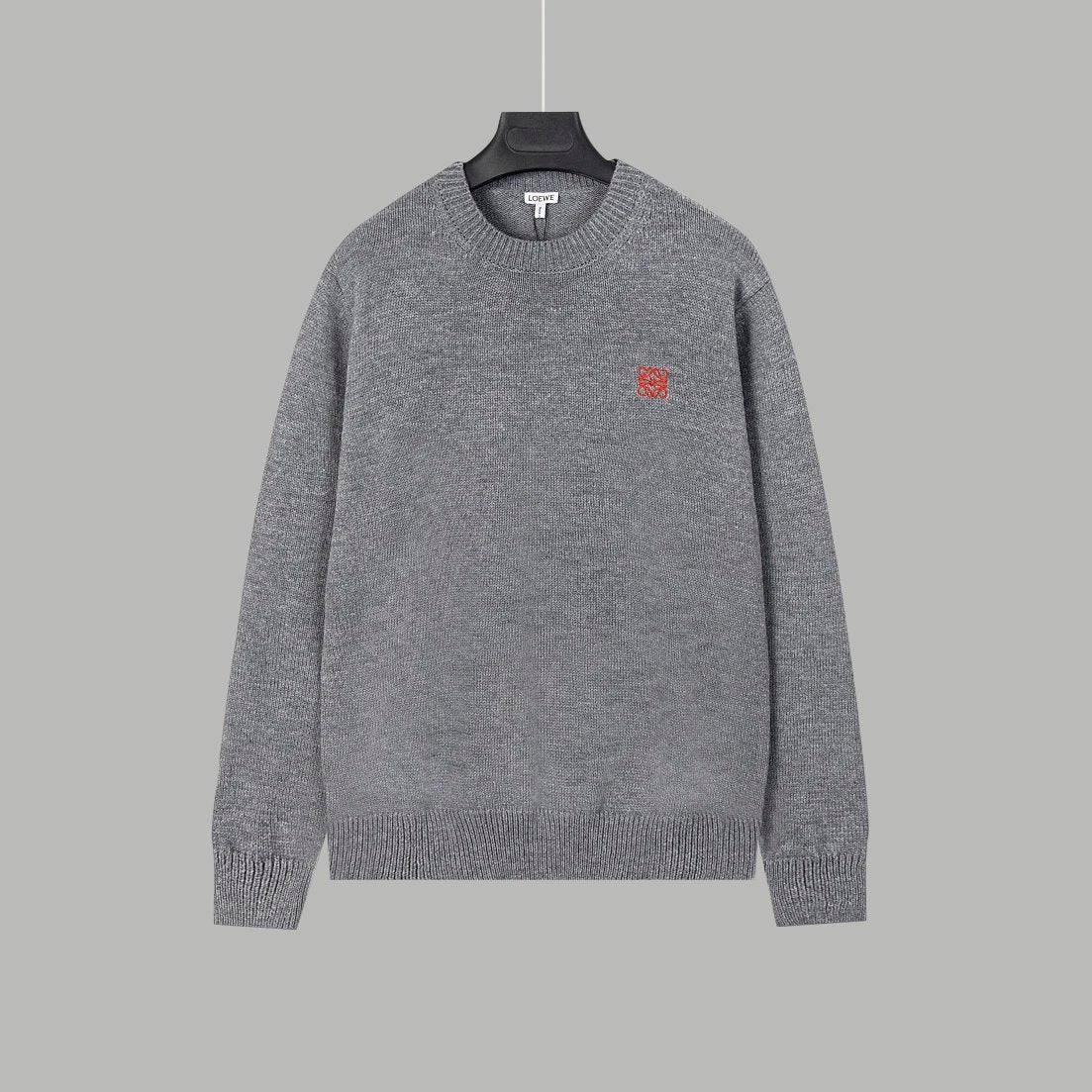 LOEWE Sweater Embroidered Small Logo Crew Neck Sweater Casual Loose Fit Versatile Pullover Knitwear os Men's and Women's Inner Sweater os Version24ss Autumn and Winter New Products