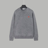 LOEWE Sweater Embroidered Small Logo Crew Neck Sweater Casual Loose Fit Versatile Pullover Knitwear os Men's and Women's Inner Sweater os Version24ss Autumn and Winter New Products