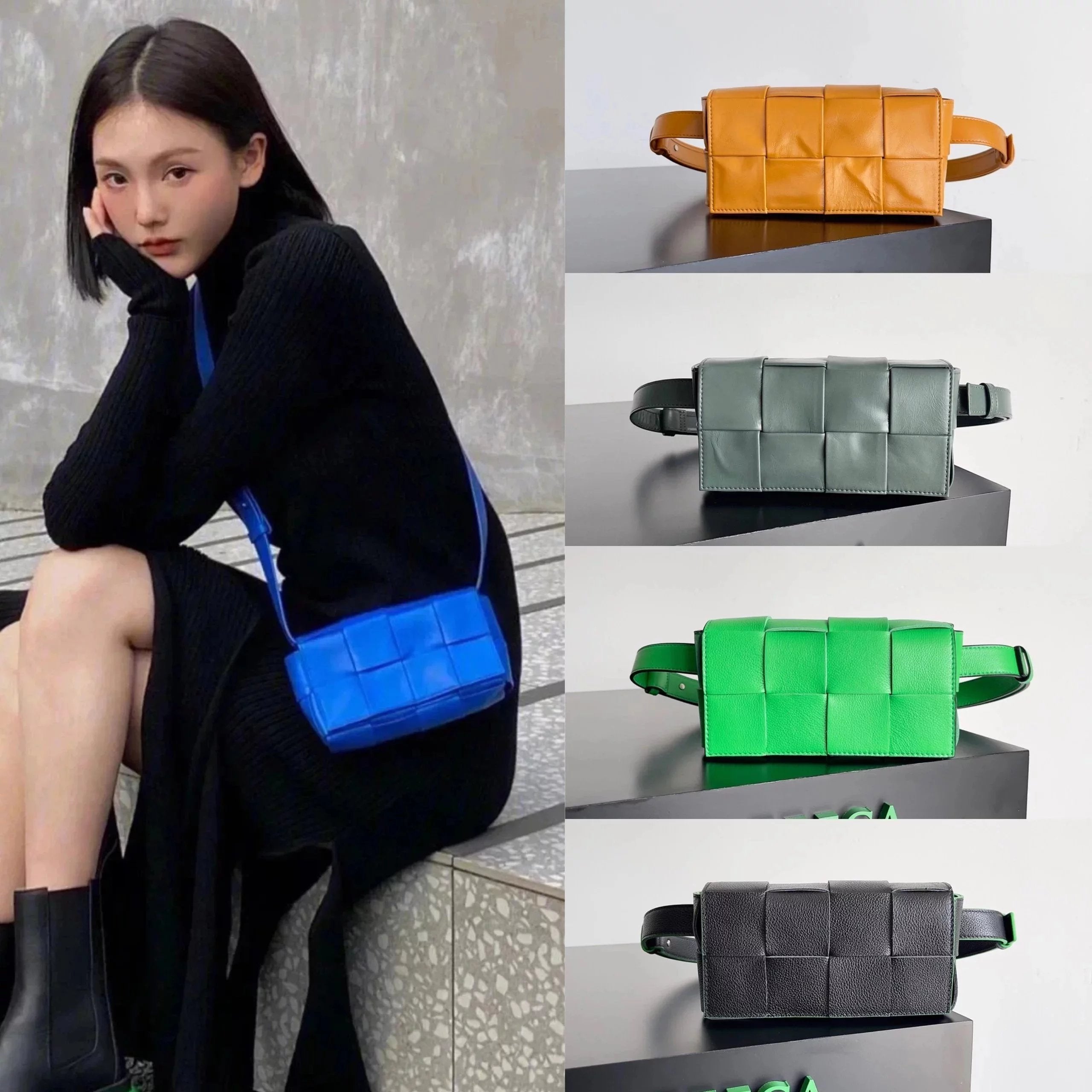 Bottega Veneta Women's Bag Top version 【Level Surrogate Shopping】New Men's Waist Bag Chest Bag Small Bag Mobile Phone Bag thebeltcassette Small Square Bag Plaid Waist Bag Chest Bag Rubik's Cube Bag8Plaid Waist Bag Men's and Women's Bags Crossbody Bag Oil