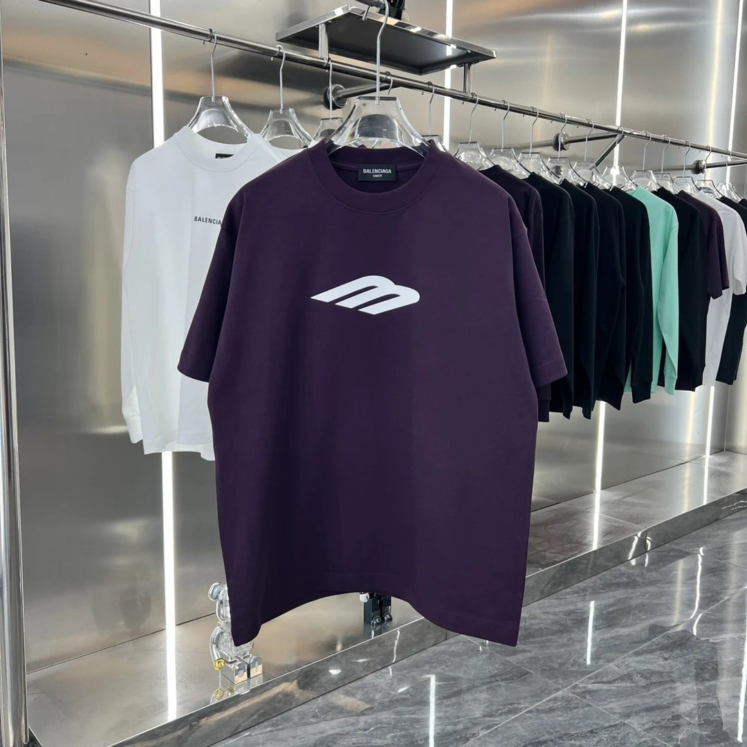 Balenciaga T-shirt Three-Dimensional Silicone M Round Neck Short Sleeve Pure Cotton Unisex T Shirt Bottoming Shirt OS Loose Fit T-Shirt