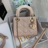 Dior Women's Bag Top version Version2023New ladymini Bag Diana Bag Three-Grid Classic Patent Leather Chain Shoulder Messenger Handbag Women's Bag