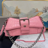 Balenciaga Bag Top version 【High Edition】New Underarm Bag New Push lindsay Handbag Chain Underarm Bag Crossbody Bag Belt Buckle Pouch lindsay Chain Shoulder Bag Messenger Bags Crocodile Pattern Cattle Leather Bag