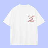 Louis Vuitton LV T-shirt Red brand print on the chest logo round Neck Short Sleeve25ss New pure cotton T Unisex T-Shirt OS Loose Fit Base Shirt Top Half Sleeve T-Shirt