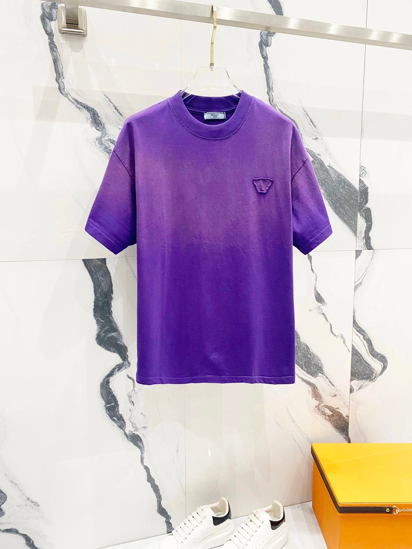 PRADA T-shirt Chest Triangular Plate Paste Cloth Embroidery logo round Neck Short Sleeve25ss New Pure Cotton Unisex Style T T-shirt OS Loose Fit Base Shirt Top Half Sleeve T-Shirt