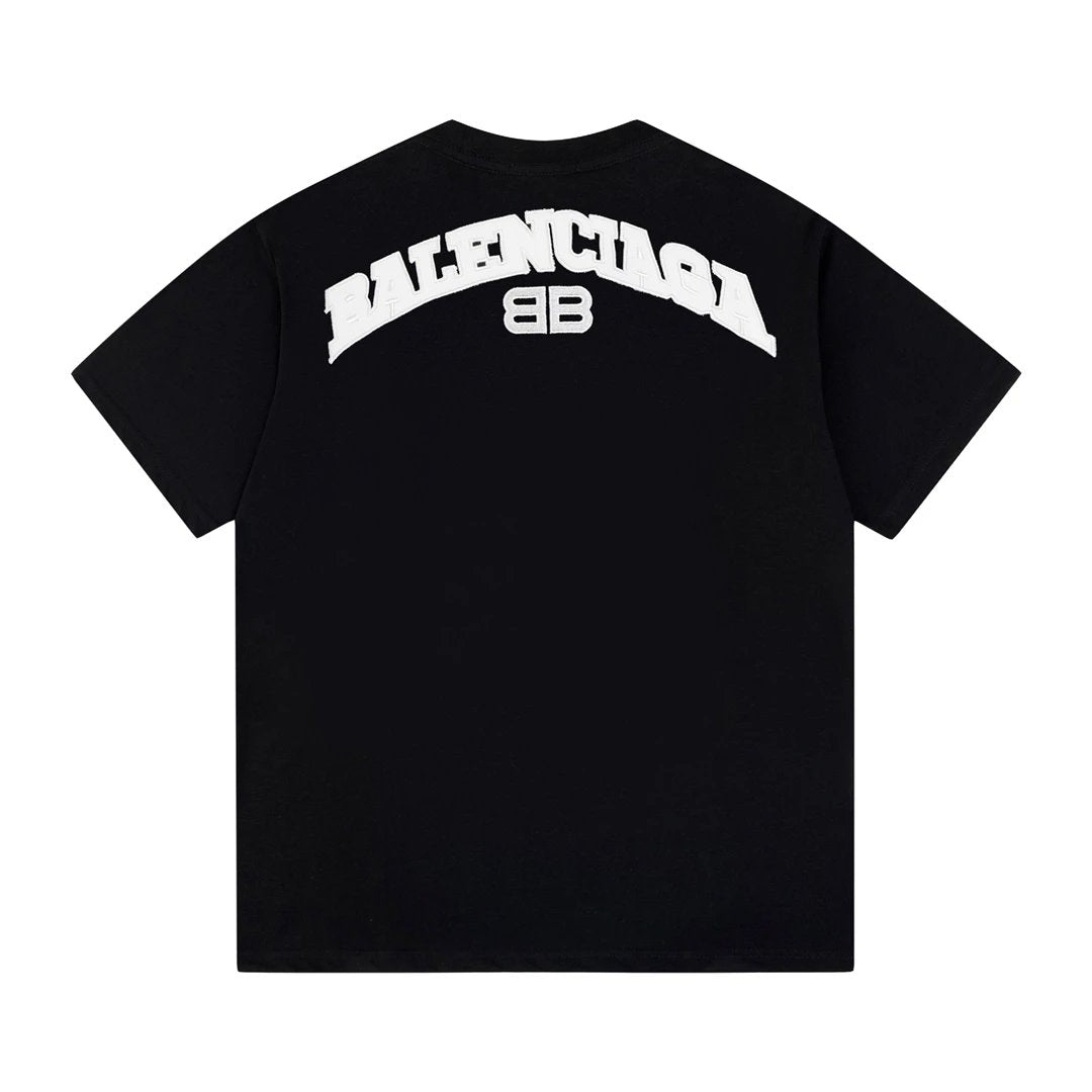 Balenciaga T-shirt Double Back B 3D Patch Embroidery logo round Neck Short Sleeve25ss New Pure Cotton Unisex Style T Casual T-Shirt Base Layer Shirt OS Loose Fit Half Sleeve Top Plus Size