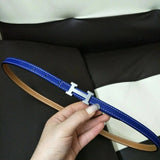 Hermes Belt Top version High Quality Women's Belt First Layer Calfskin Double-Sided Letters h Buckle Casual All-Match Belt1.5cm