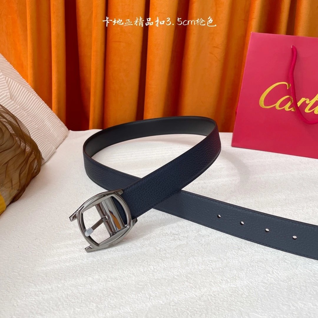 Cartier Belt Top version Original Order in Stock Belt Men2024Men's Italian Leather Belt Metal LOGO Formal Wear Belt Width3.5Belt Male