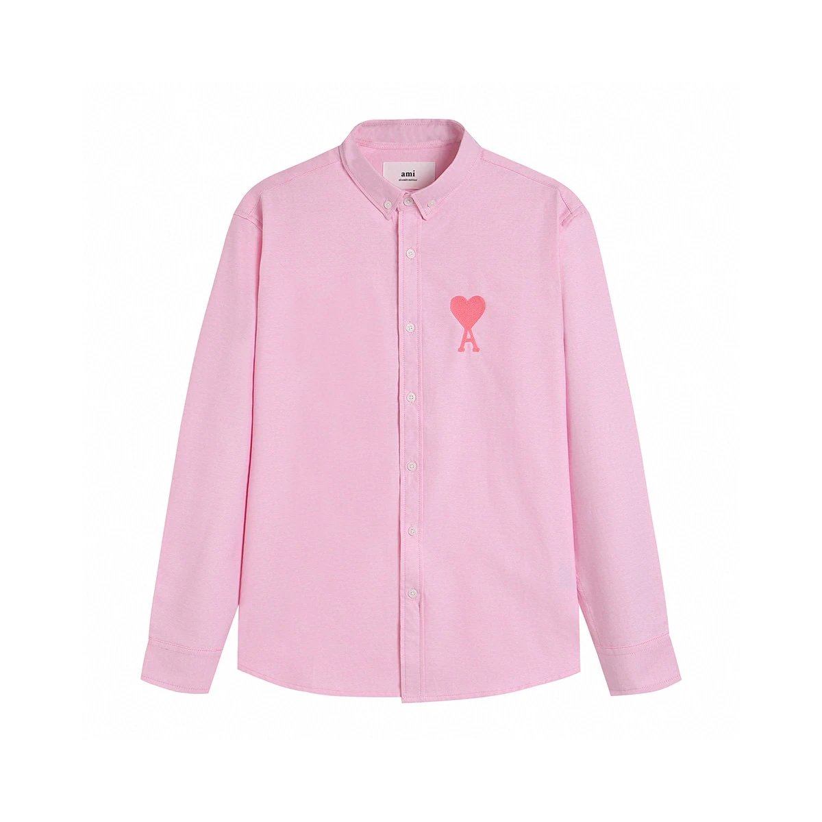 Ami Shirt Top Version Embroidery Little Red Heart Words Shirt Coat Shirt Men and Women Same Style