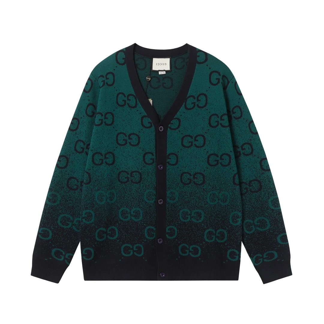 Gucci Sweater logo Knitted Cardigan v Sweater Collar Unisex Outerwear Long Sleeve Soft Lazy Style OS Loose Fit Thickened Jacket for Versatile Casual Wear