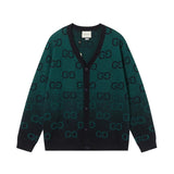 Gucci Sweater logo Knitted Cardigan v Sweater Collar Unisex Outerwear Long Sleeve Soft Lazy Style OS Loose Fit Thickened Jacket for Versatile Casual Wear
