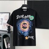 Dior T-shirt Hand-painted Letter Pattern Print on the Chest logo round Neck Short Sleeve25ss New Pure Cotton Unisex Style T T-shirt OS Loose Fit Base Shirt Half Sleeve T-Shirt Top Half Sleeve