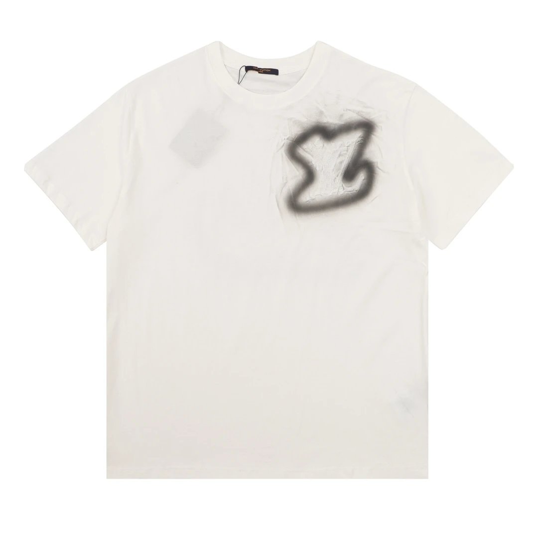 Louis Vuitton LV T-shirt Front and Back Hand-Painted Embroidery logo round Neck Short Sleeve25ss New pure cotton T Unisex T-Shirt OS Drop Shoulder Loose Fit Base Shirt Top T-Shirt Short Sleeve